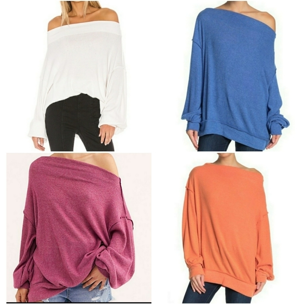 FREE PEOPLE // super soft comfy-chic off shoulder knit top sweater - Picture 6 of 6